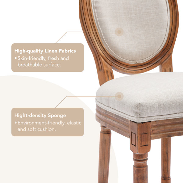 Ophelia & Co. Caille Linen King Louis Back Dining Chairs in Beige Wayfair